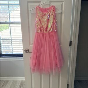 Justice Pink Sequin Tulle Dress